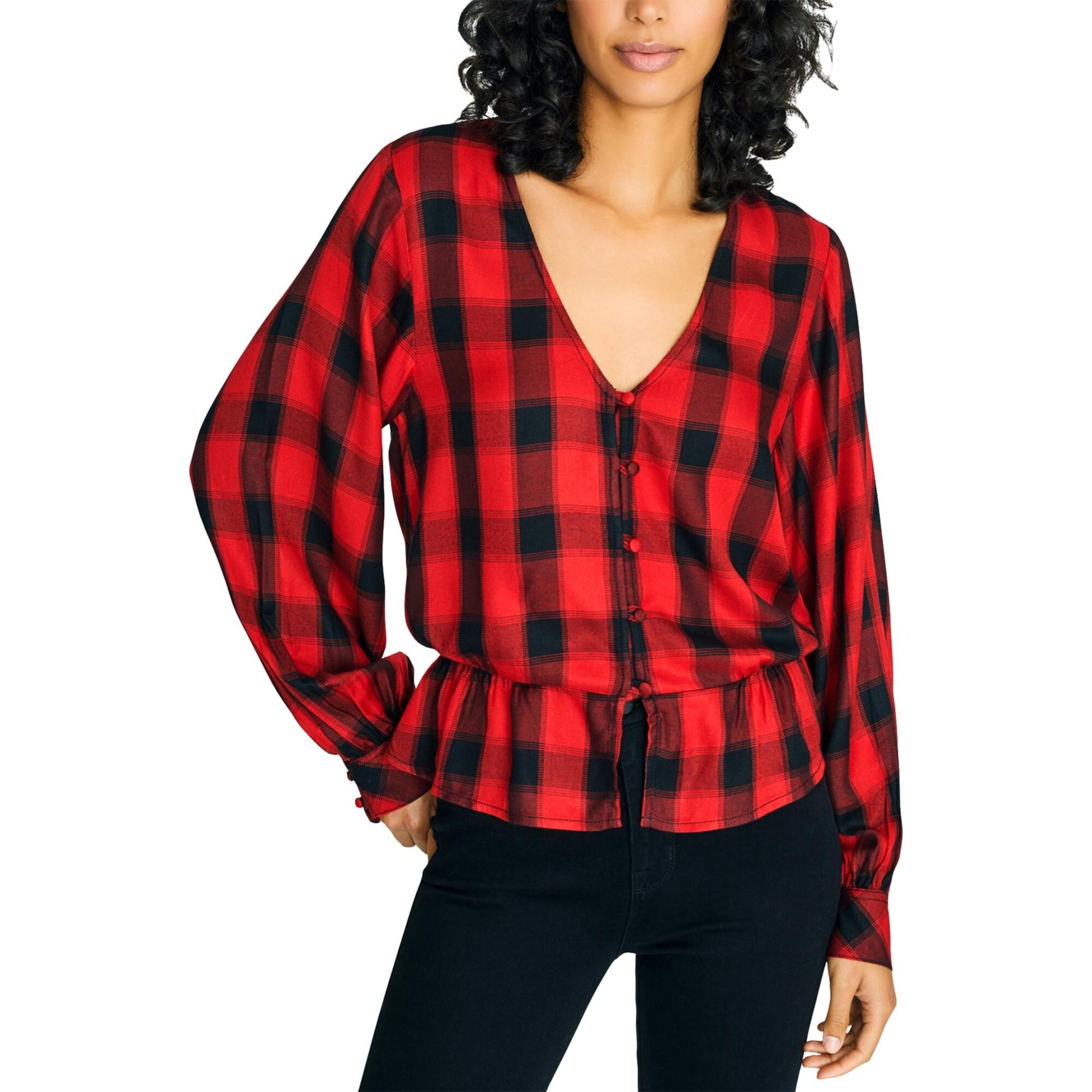 Womens plaid peplum top Clearance