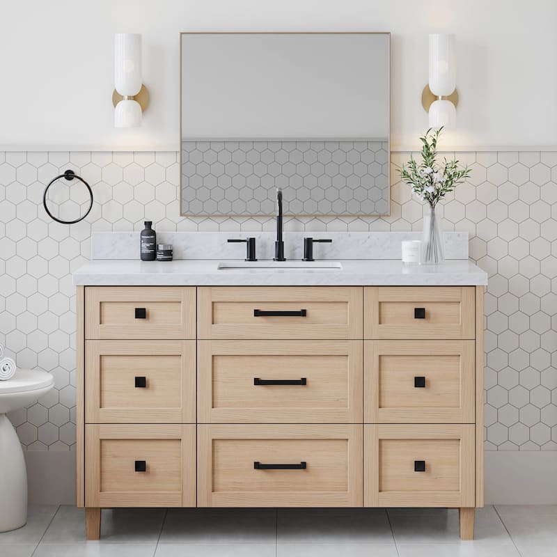 Ariel B55CWRVO Monroe 55" Free Standing Single Basin Vanity Set with - White Oak