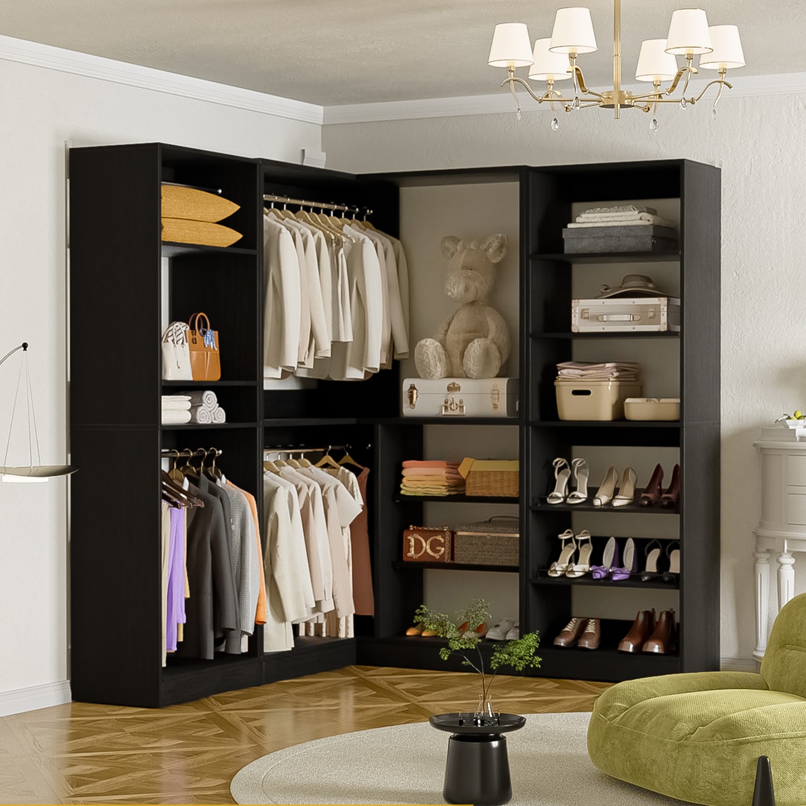 Cimly Set of 3 Large Corner Closet System, Space-saving Closet