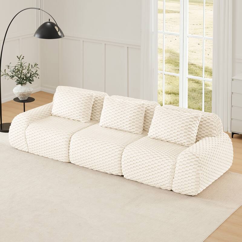 Floor Cloud Sectional Couch, Boneless Sofa for Living Room, Modular Sectional Sofa with Deep Seat, No Assembly Required - Cream - 3 Seat