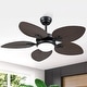 preview thumbnail 43 of 64, 44"/52" Palm Leaf Tropical Ceiling Fan with Light and Remote,Indoor and Outdoor Ceiling Fan,Waterproof 44"-Brown