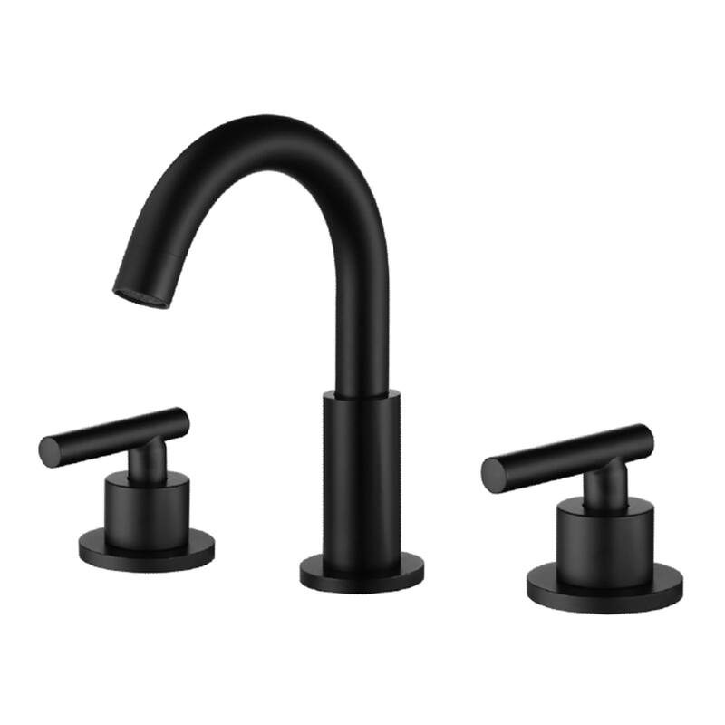 Matte Black 2-Handle Widespread WaterSense High-arc Bathroom Sink Faucet - Spout height: 5.6" x Spout reach: 5.4".