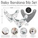preview thumbnail 3 of 4, Bear Mountain Collection Fabric Bandana Baby Bibs (3 Pack Set) - Slate Blue and Black Watercolor Woodland Forest Animal
