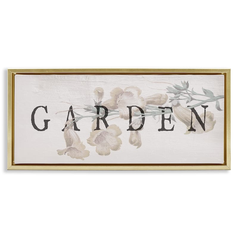 Stupell Rustic Garden & Flower Framed Floater Canvas Wall Art Design By Lil' Rue - 31 x 14 - Gold
