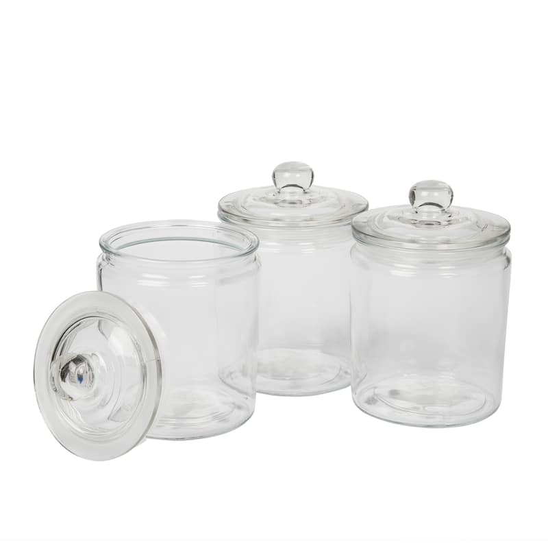 Mason Craft & More Apothecary Clear Glass Jars w/ Glass Lids - Set of 3 - N/A