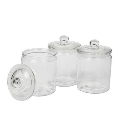 Mason Craft & More Apothecary Clear Glass Jars w/ Glass Lids - Set of 3 - N/A