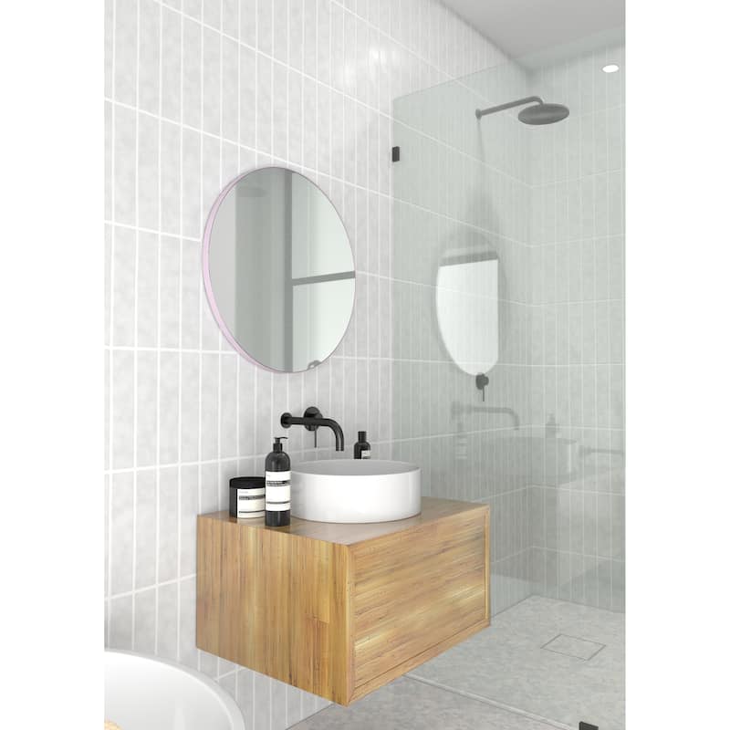 Glass Warehouse Round 24" Stainless Steel Framed Mirror