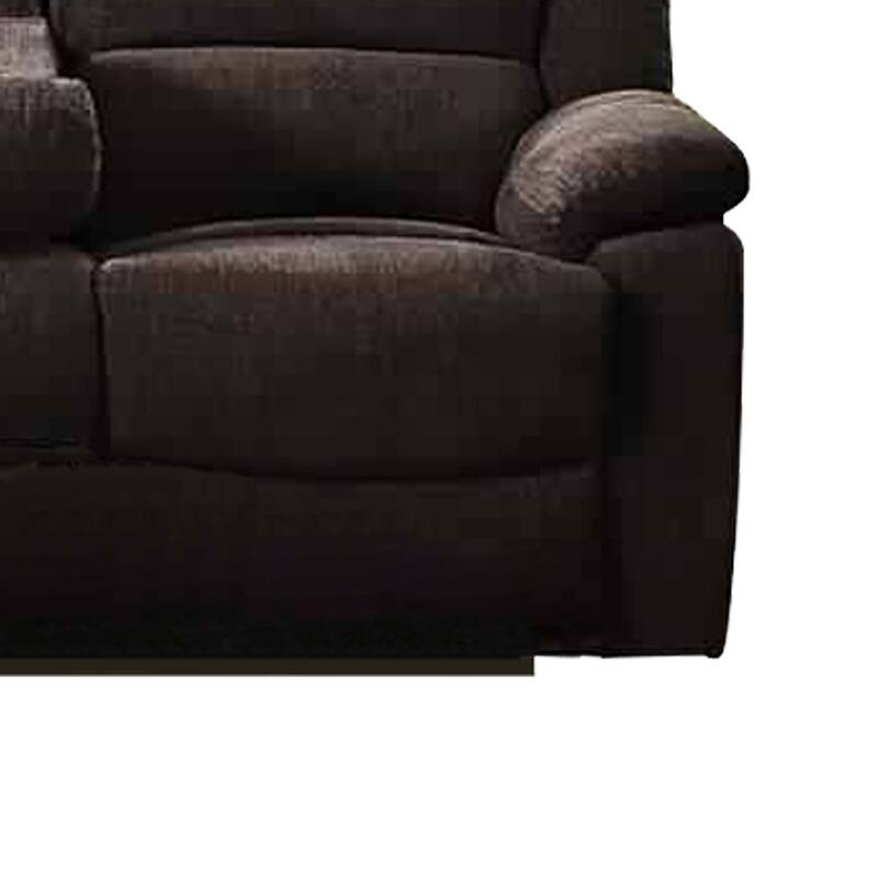 Fabric Wrapped Motion Sofa with Drop Down Table, Brown