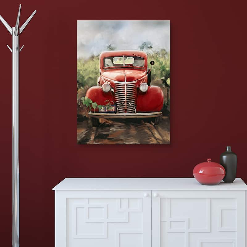 Little Red Truck by Studio Arts Canvas Art Print