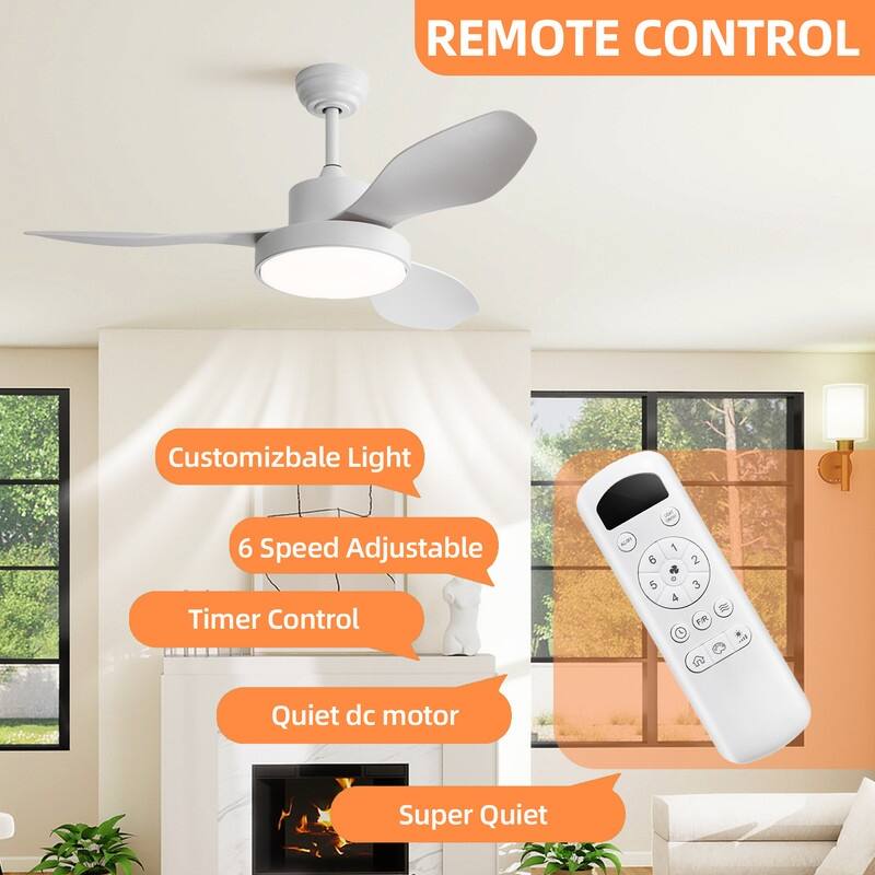 47/42 in. White Ceiling Fans with 22W Dimmable LED Light & Remote Control