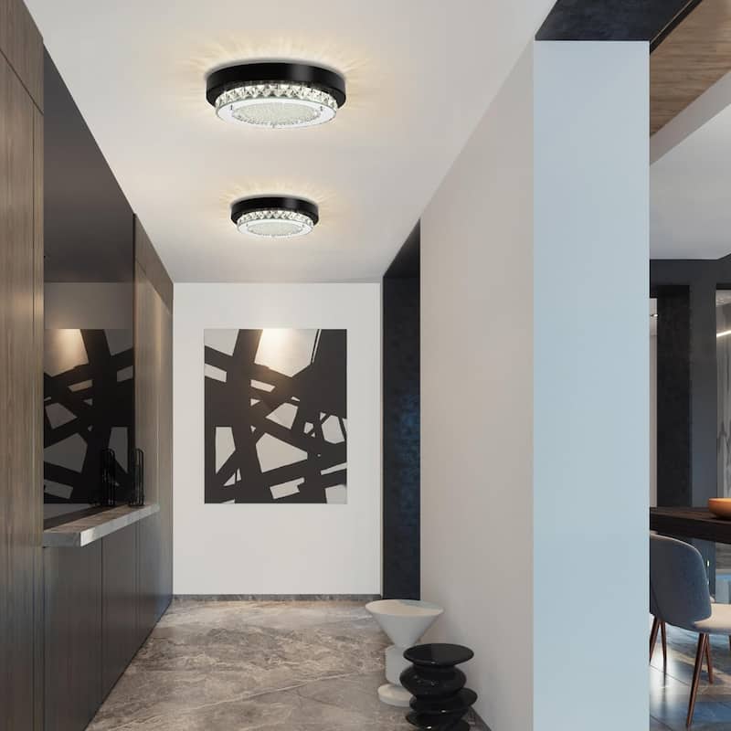 Led ceiling light black flush mount light glass, metal, crystal hallway lights