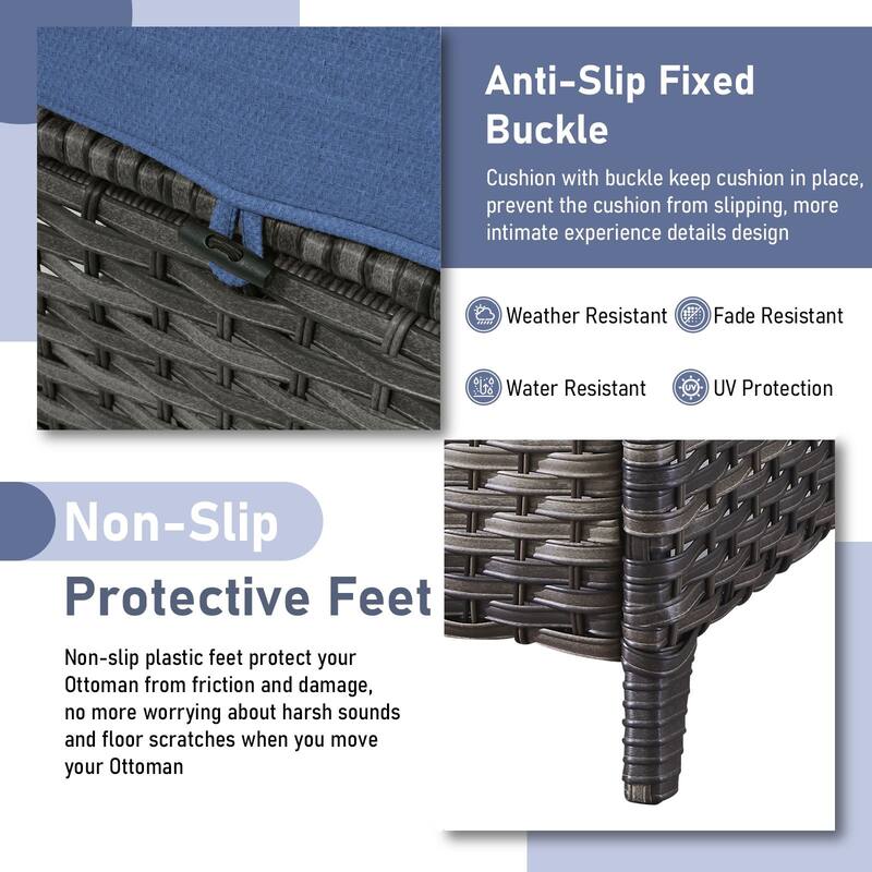 Fire Pit Table with Patio Chairs Ottomans Grey-Blue - Grey