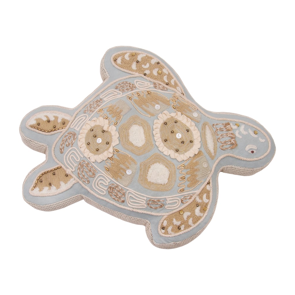 Beaded Sea Turtle Shaped Pillow