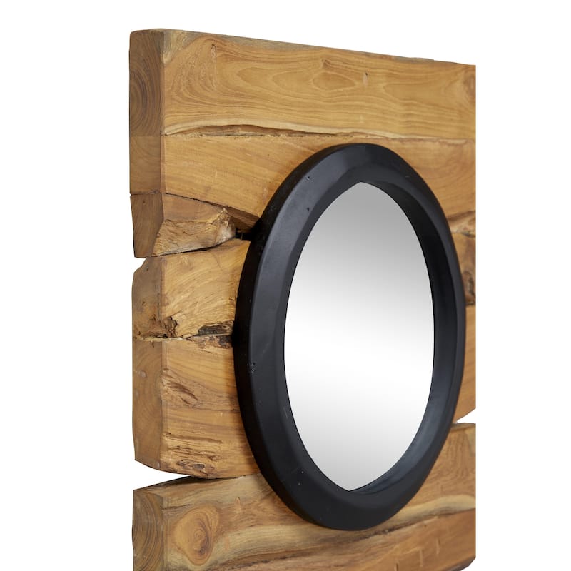 Teak Wood Handmade Room Wall Mirror - Set of 4 Brown - Roche River Decor