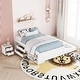 preview thumbnail 1 of 4, Full Size Storage Bed, Solid Wood Bed with Trundle, Under Bed Storage Box of 2 Drawers, Shelves & Nightstand, White White