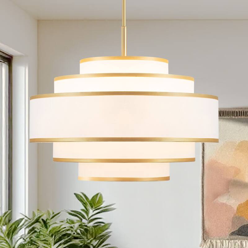 24" 5-Light Dimmable Tiered Drum Chandelier