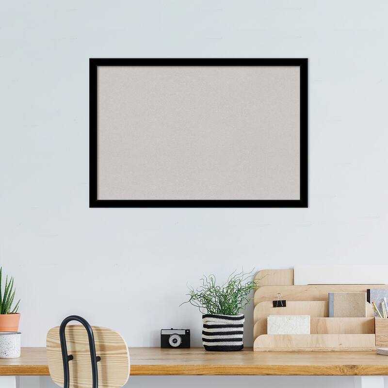 Jet Black Framed Grey Corkboard Bulletin Board