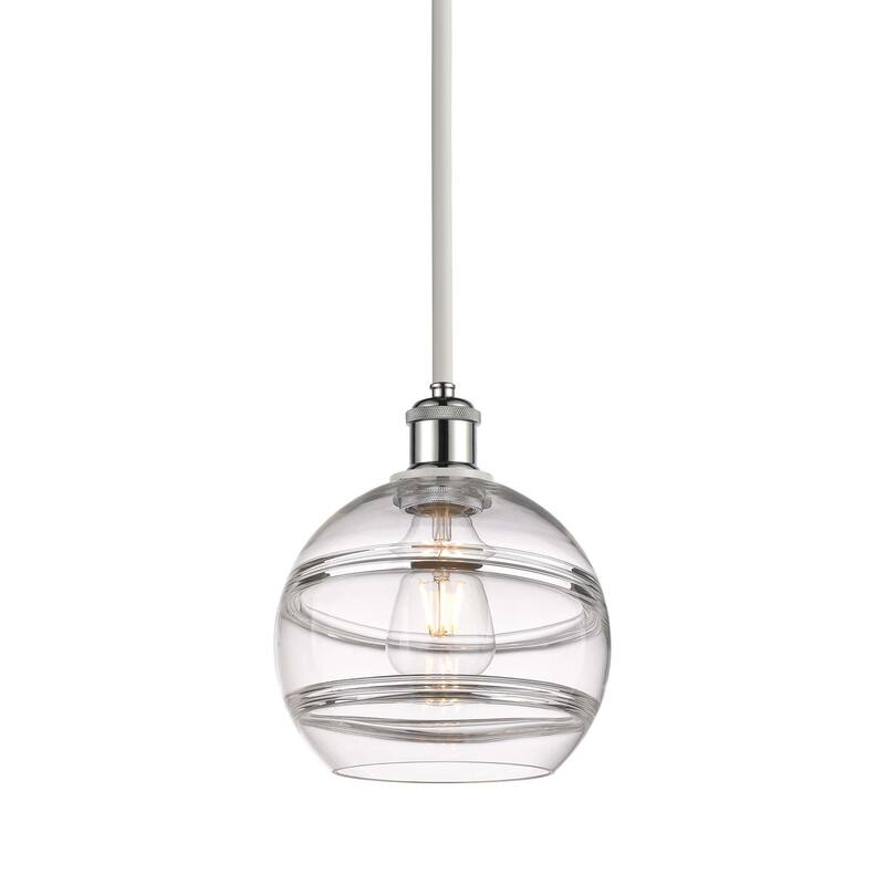 Innovations Lighting 516-1S-10-8 Rochester Pendant Rochester 8" Wide - White Polished Chrome / Clear