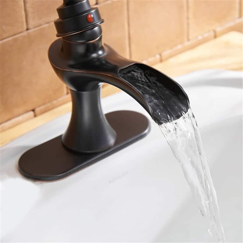 Waterfall Bathroom Sink Faucet With Drain Single Handle Bathroom Faucets One Holes Basin Vanity Mixer Taps With Deck Plate