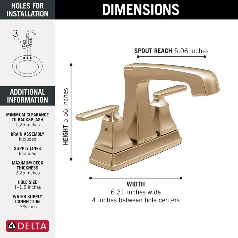 Delta Ashlyn 1.5 GPM Centerset Bathroom Faucet with Plastic Drain