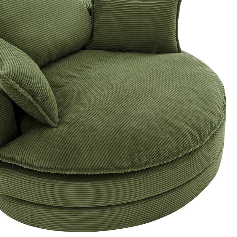 360° Swivel Accent Barrel Chair with Dual-Layer Cushions by Harper&Bright Designs