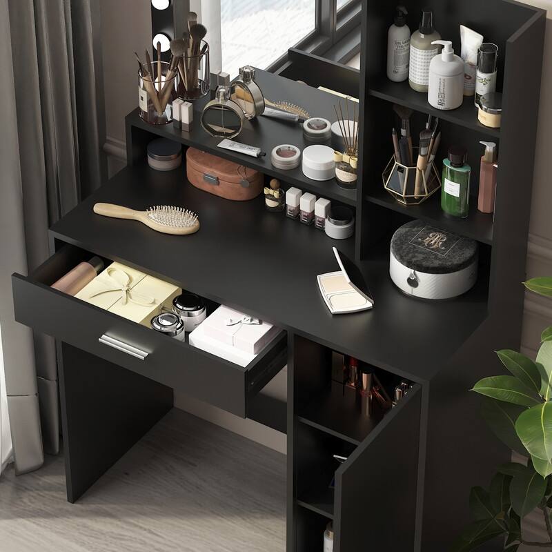 Vanity Dresser with Mirror Set Storage Drawers Luxury Furniture