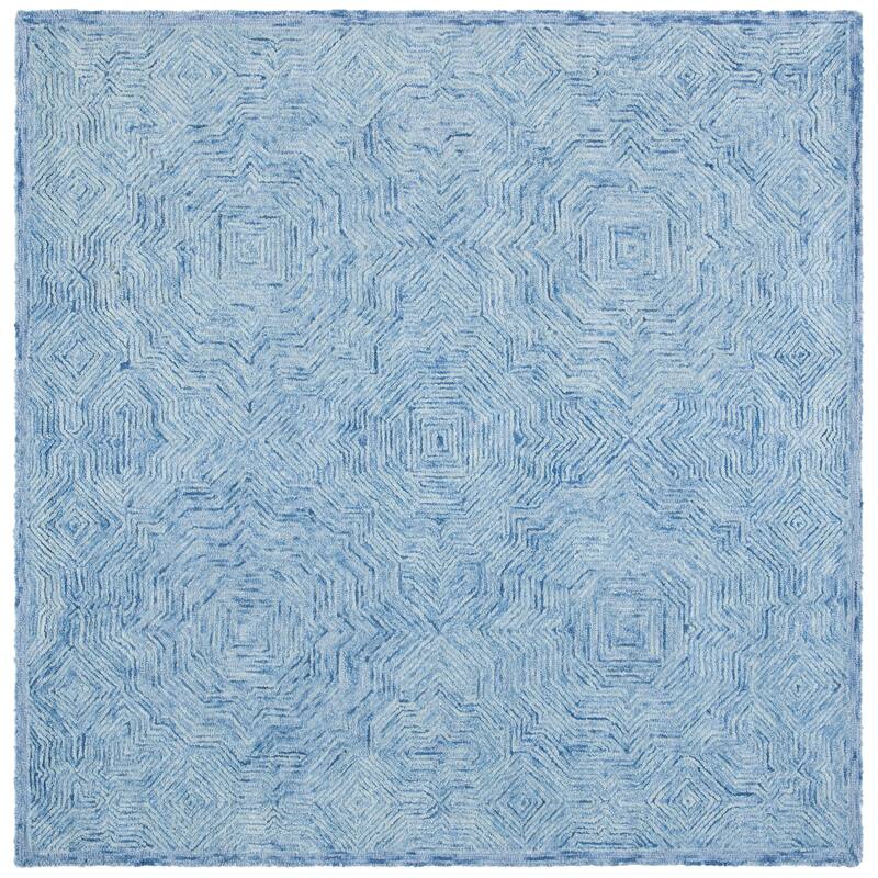 SAFAVIEH Handmade Ikat Robbie Wool Rug - 6' Square - Blue