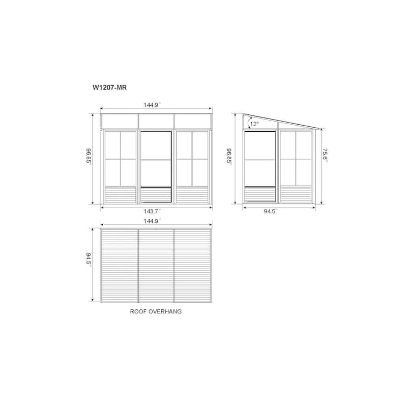 Florence - Wall Mounted Solarium 8x12 Metal Roof