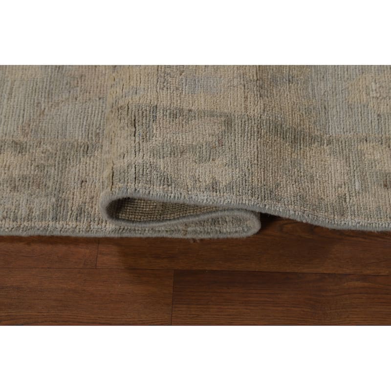 Hand Knotted Oriental 100% Wool Carpet Transitional All-Over Beige & Ivories Oushak Runner Rug - 8' 4'' X 3' 0''