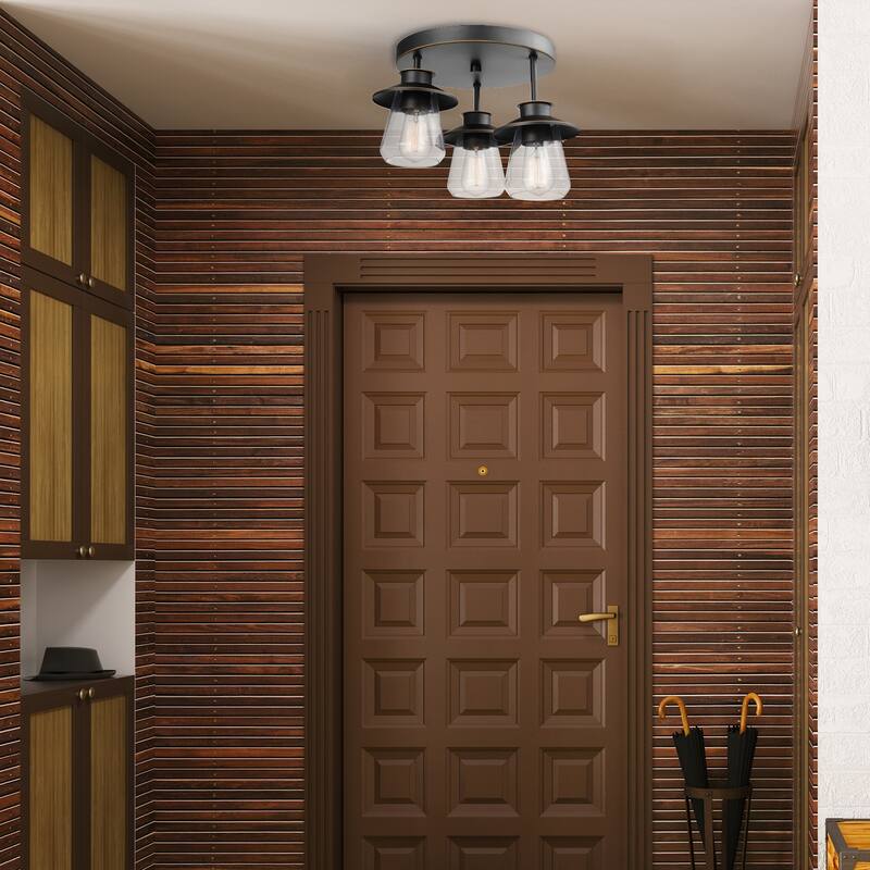 Copper Grove Fotua 3-light Oil-rubbed Bronze Semi-flush Mount Ceiling Light - 15.44 inches in diameter x 11 inches tall