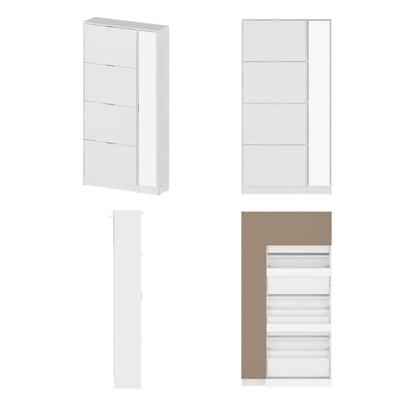 Shoe Cabinet Vertical Shoe Rack with Attached Mirror Compact Design - 31.5"X61.2"