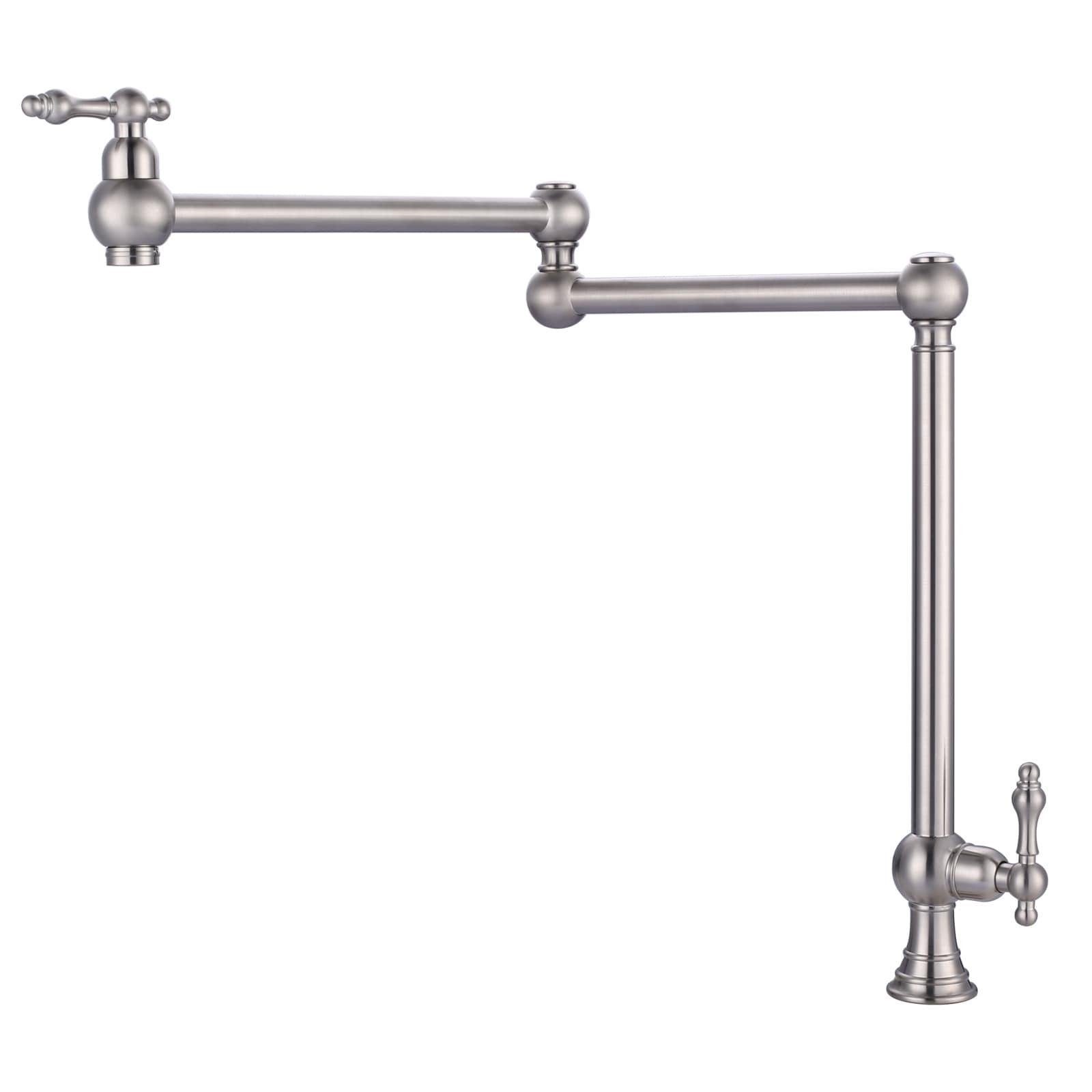 WOWOW 2-Handle Deck Mount Pot Filler Kitchen Faucet with Dual Swing Joints Design