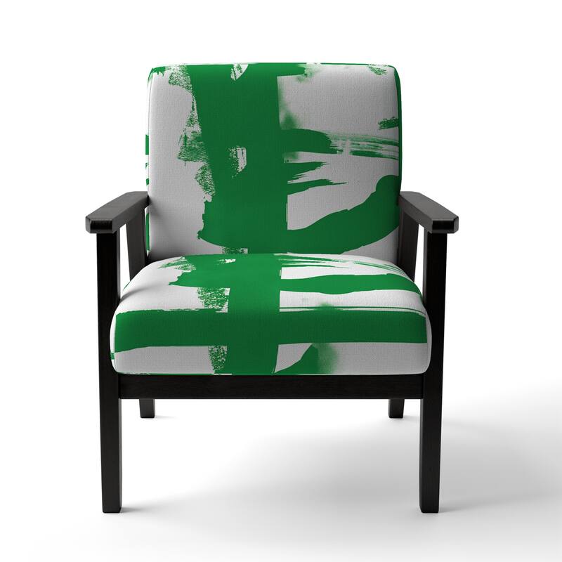 Designart "Black & White Crossing Paths I" Upholstered Abstract Accent Chair - Modern Arm Chair For Bedroom