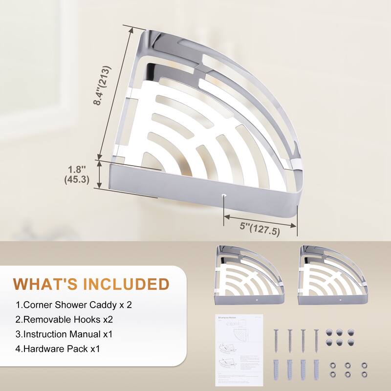 WOWOW Two Piece Stainless Steel Modern Wall Mounted Storage Basket - N/A