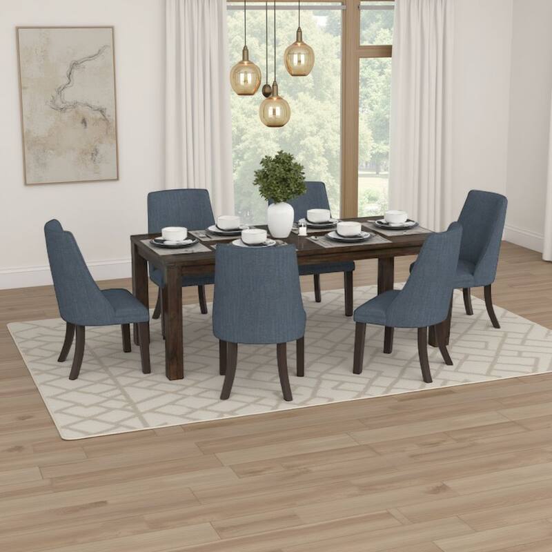 Harry Dining Table, Straight Legs, Rectangular Brown Acacia 79 Inch