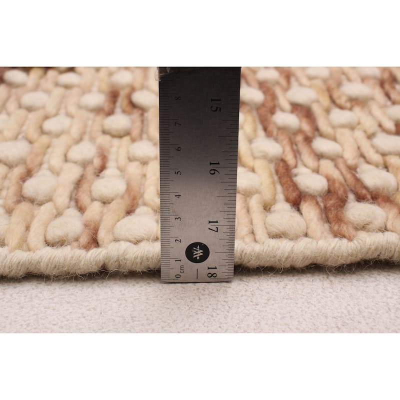 ECARPETGALLERY Braid weave Sienna Ivory Wool Rug - 3' 6" x 8' 1"