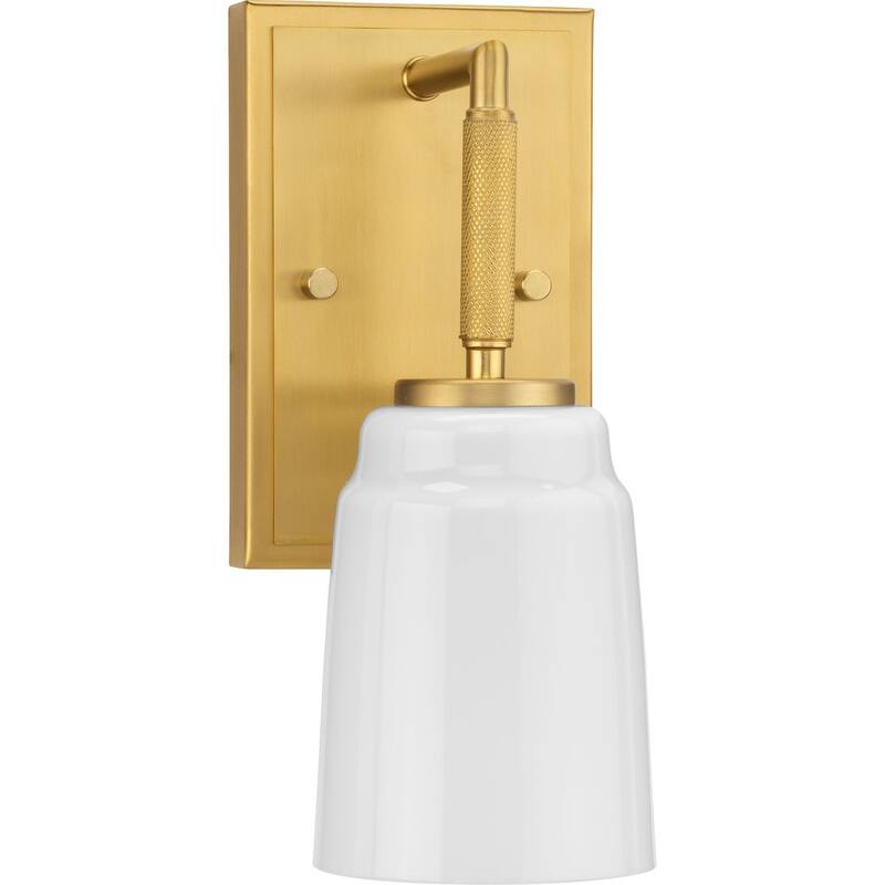 Spenser Collection One-Light Brushed Gold Industrial Vanity Light - 4.5 in x 5.75 in x 10.62 in