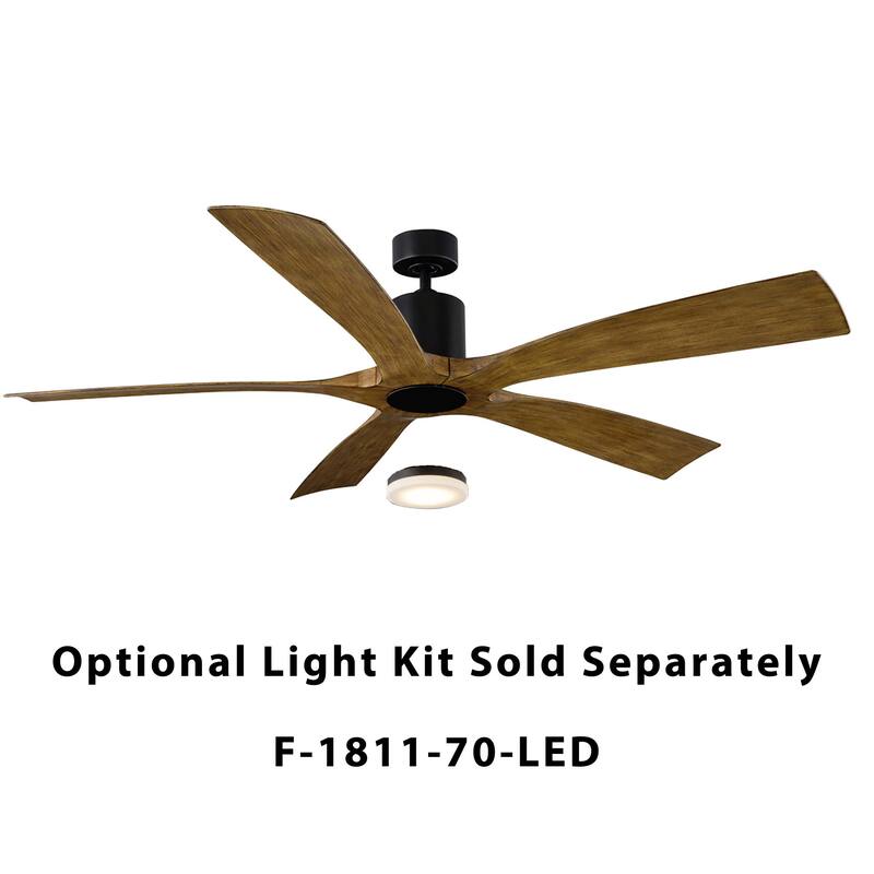 Aviator Indoor and Outdoor 5-Blade Smart Ceiling Fan 70in with Remote Control (Light Kit Sold Separately)