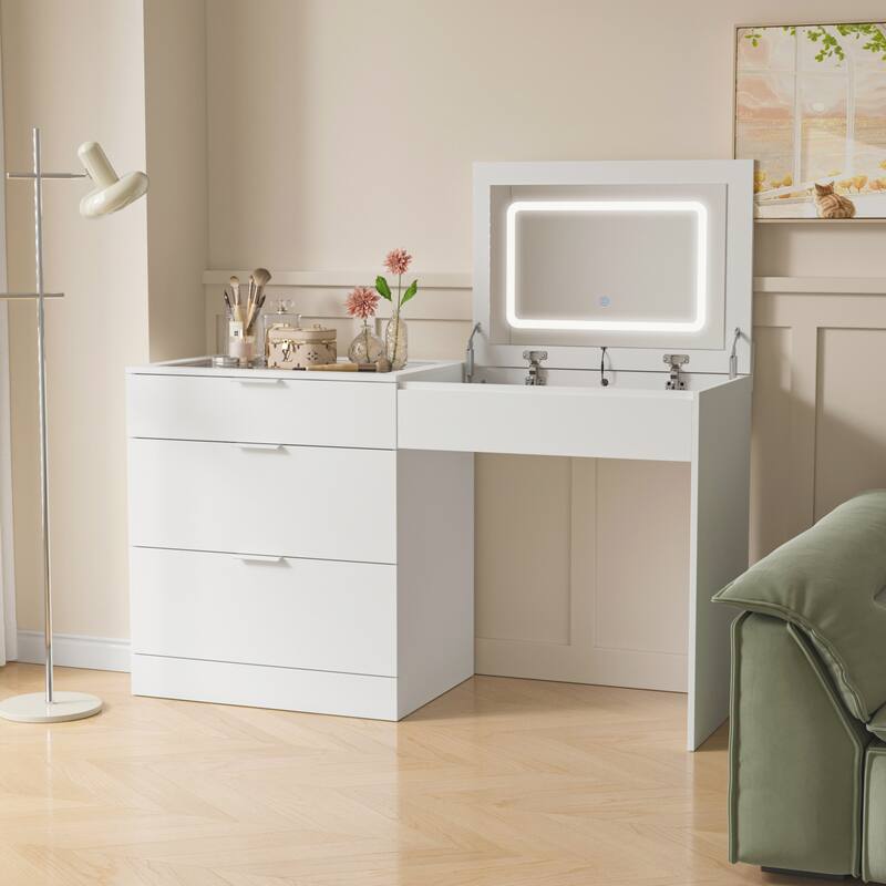 Makeup and Jewelry Storage Vanity with Adjustable Illumination Dresser On Sale Bed Bath