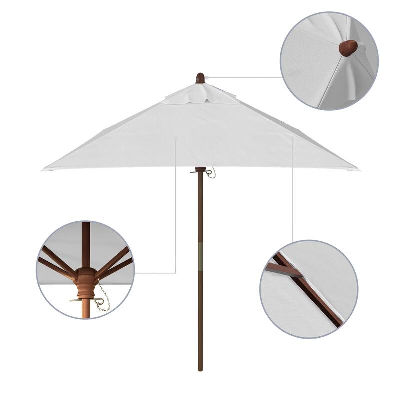 Port Lavaca 6ft Square, Sunbrella Fabric Wooden Patio Umbrella by Havenside Home, Base Not Included
