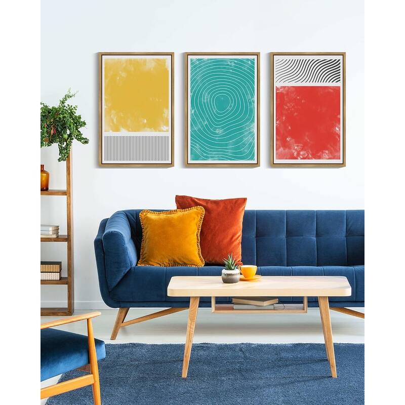 Minimalist Abstract Framed Wall Art Modern Colorful Line