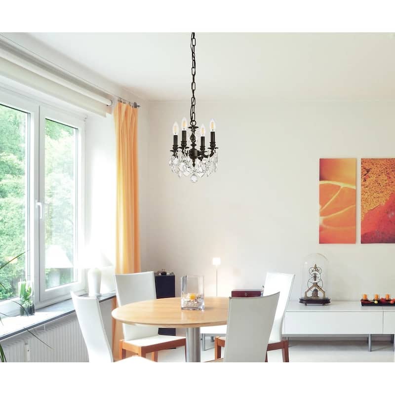 Somette Crystal 4-light Dark Bronze Finish Chandelier