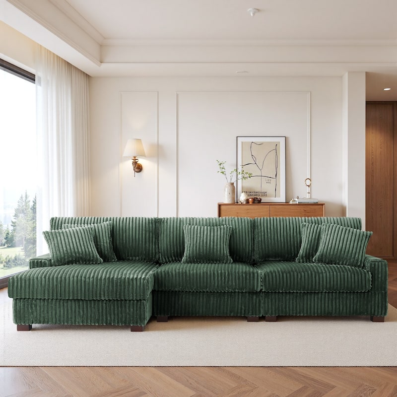 118.4"W Plush Modular Sectional Sofa with Pillows