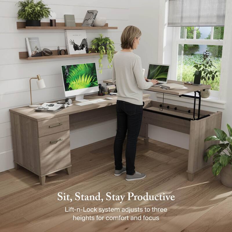 Somerset 72W 3 Position Sit to Stand L Shaped Desk by Bush Furniture