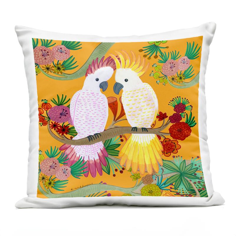 Stupell Bright Cockatoos & Foliage Printed Outdoor Throw Pillow Design by Kay Widdowson - Accent - Polyester - Orange - Single