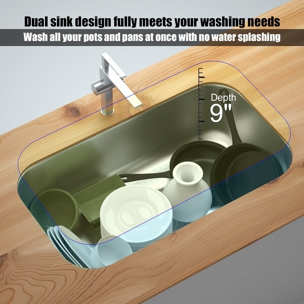 32" Stainless Steel Double Bowl Kitchen Sink