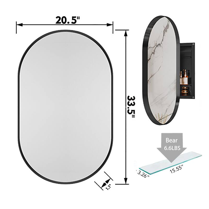 Wall Mount Metal Framed Medicine Cabinet with Storage