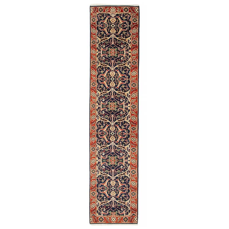 ECARPETGALLERY Hand-knotted Serapi Heritage Dark Navy Wool Rug - 2'6 x 11'10 - Dark Navy - 2'6 x 11'10