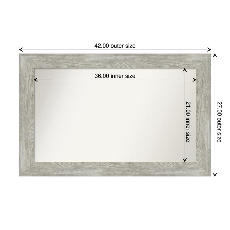 Dove Greywash Framed Non-Beveled Custom Wall Mirror, Bathroom Vanity Mirror - Outer Size: 42 x 27