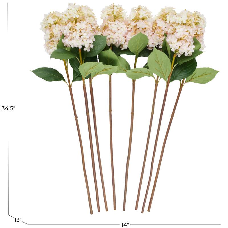 Pink Faux Foliage Tall Hydrangea Artificial Flower Stem (Set of 8)